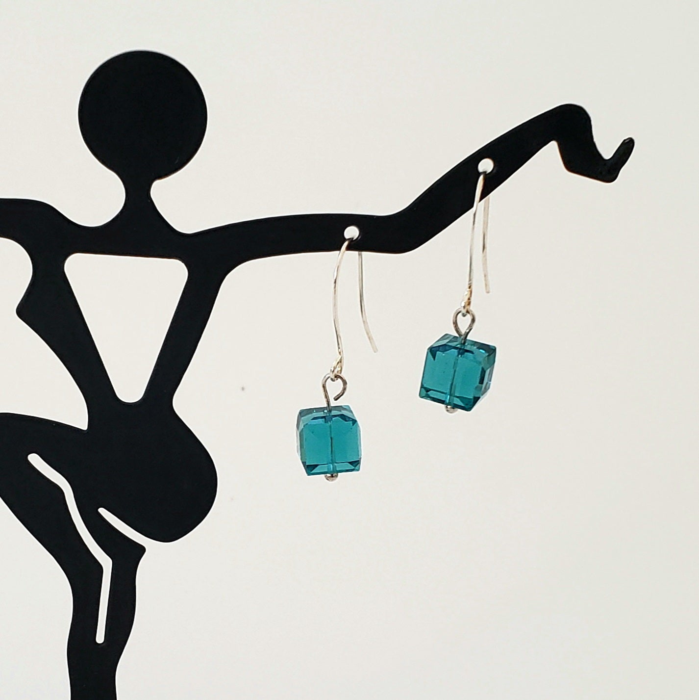 REDO SECOND PIC Blue crystal silver earrings