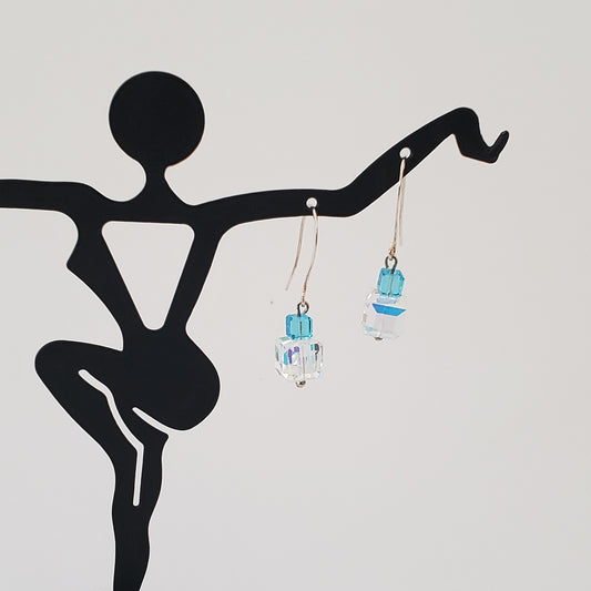 REDO SECOND PIC Blue crystal silver earrings