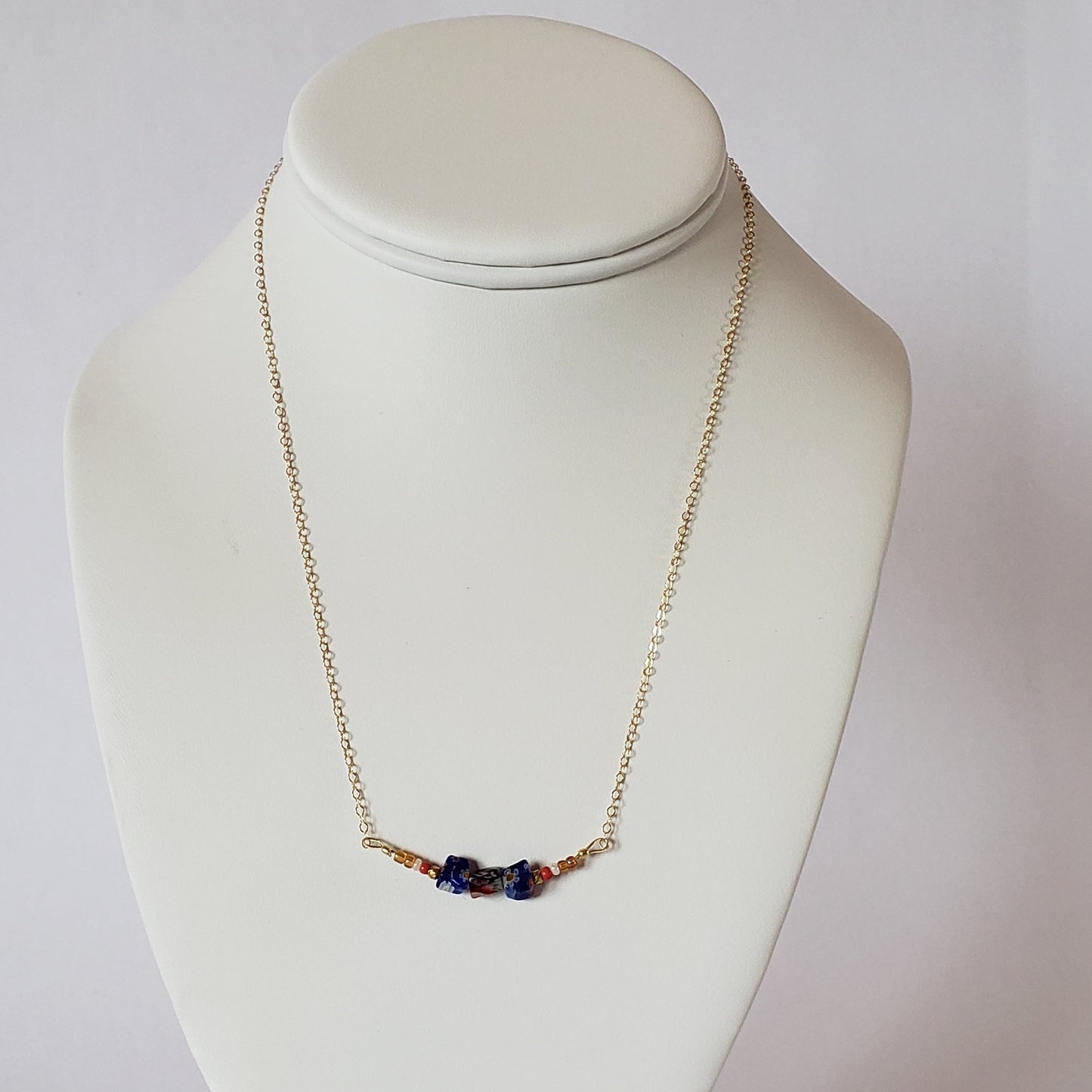 CHECK - DN Dainty Chain Bar Pendant Millifiori Chips