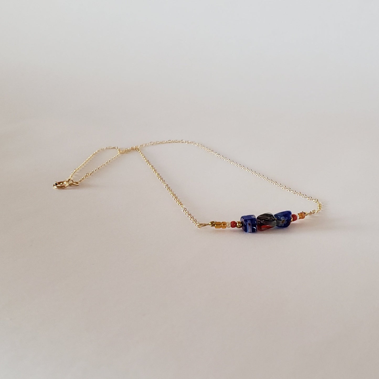 CHECK - DN Dainty Chain Bar Pendant Millifiori Chips