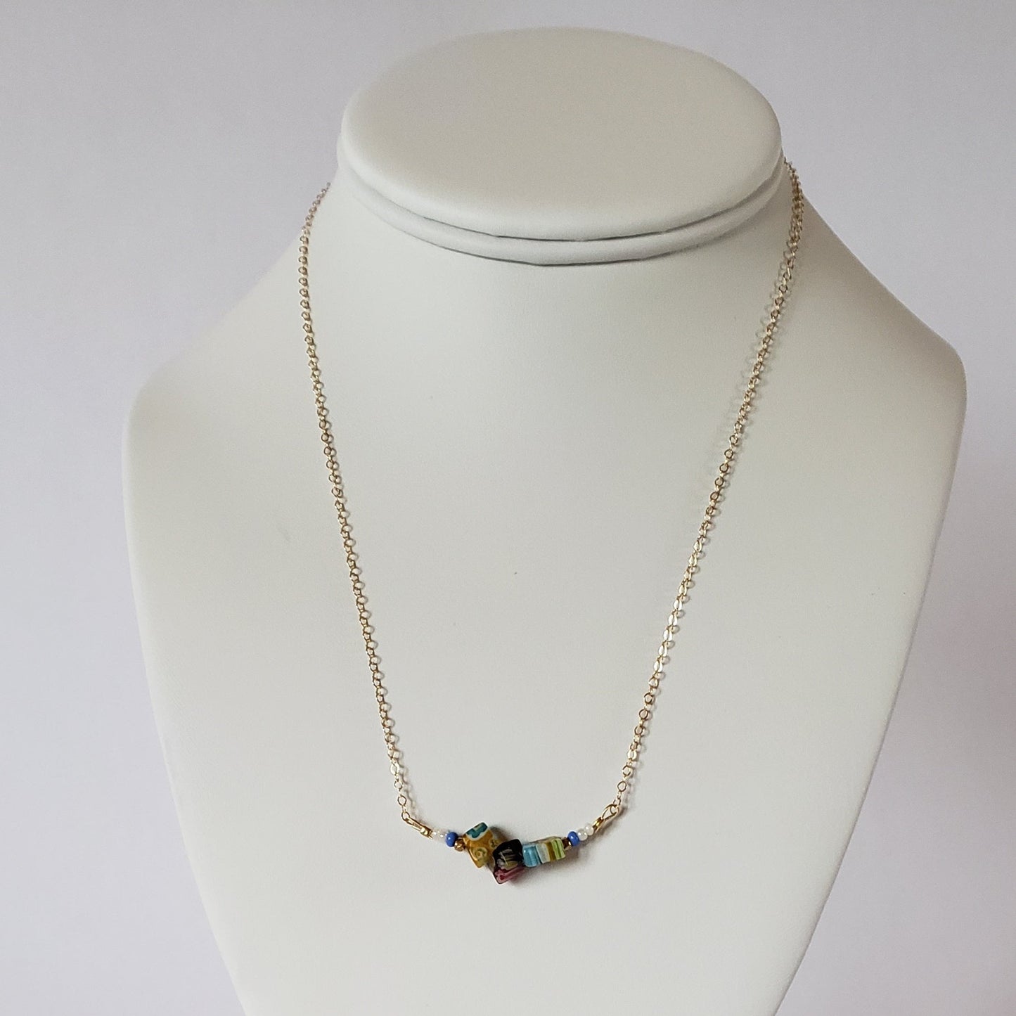 CHECK - DN Dainty Chain Bar Pendant Millifiori Chips