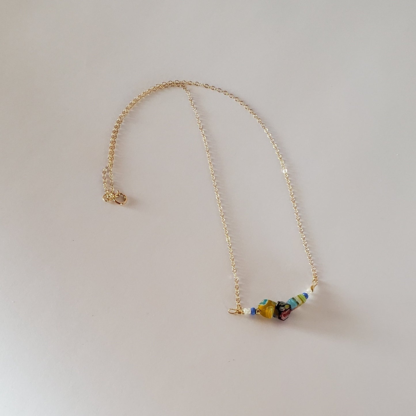 CHECK - DN Dainty Chain Bar Pendant Millifiori Chips