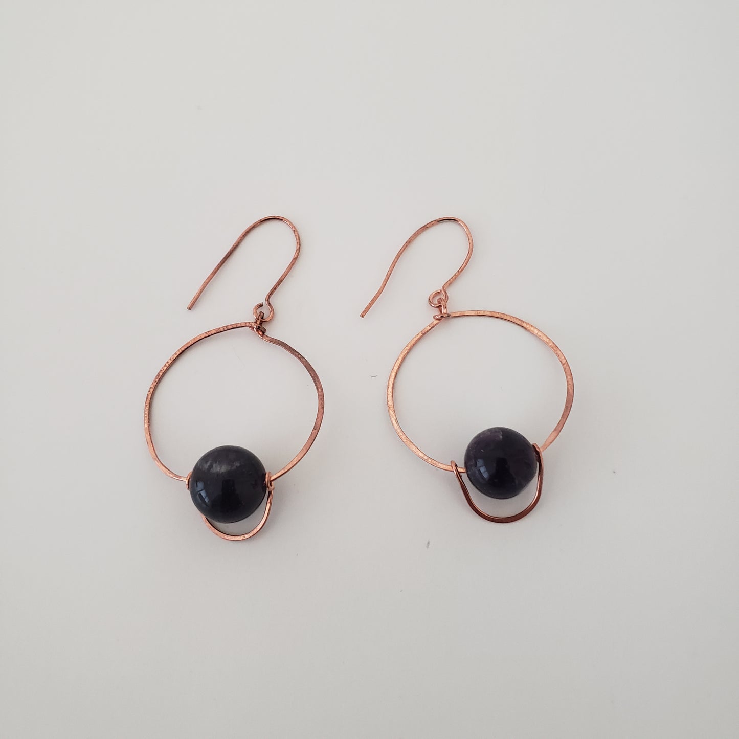 Earrings Black Onyx in Circles, Rose Gold