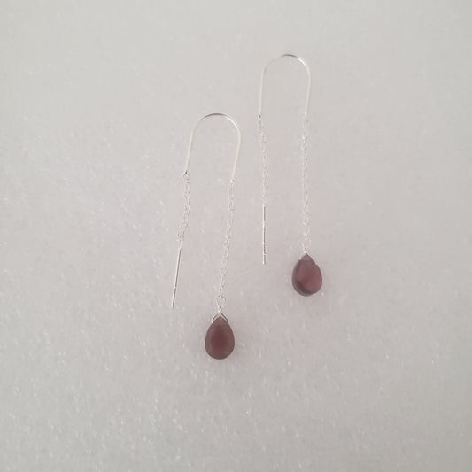 REDO Ear Thread Garnet Sterling Silver