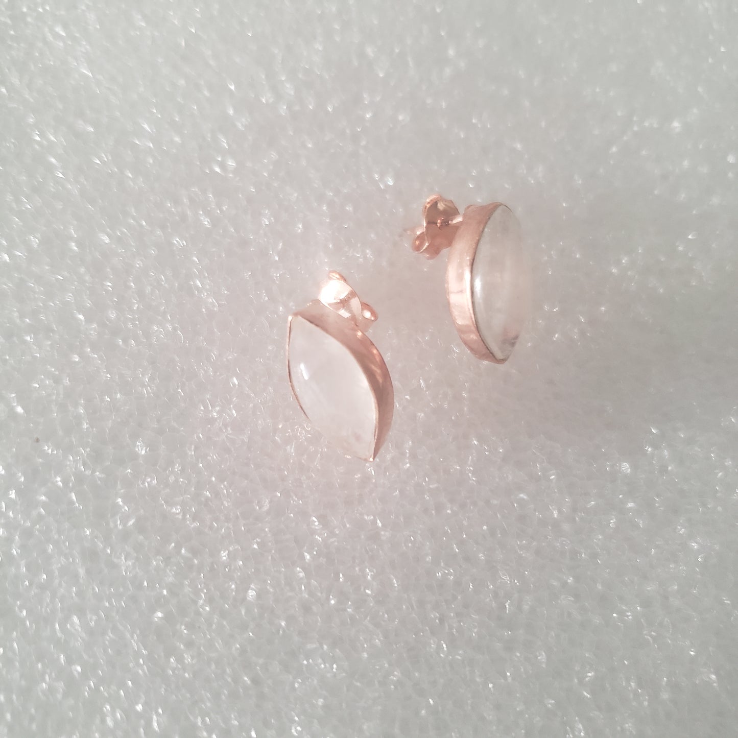 Earrings, Post, Rainbow Moonstone Rose Gold