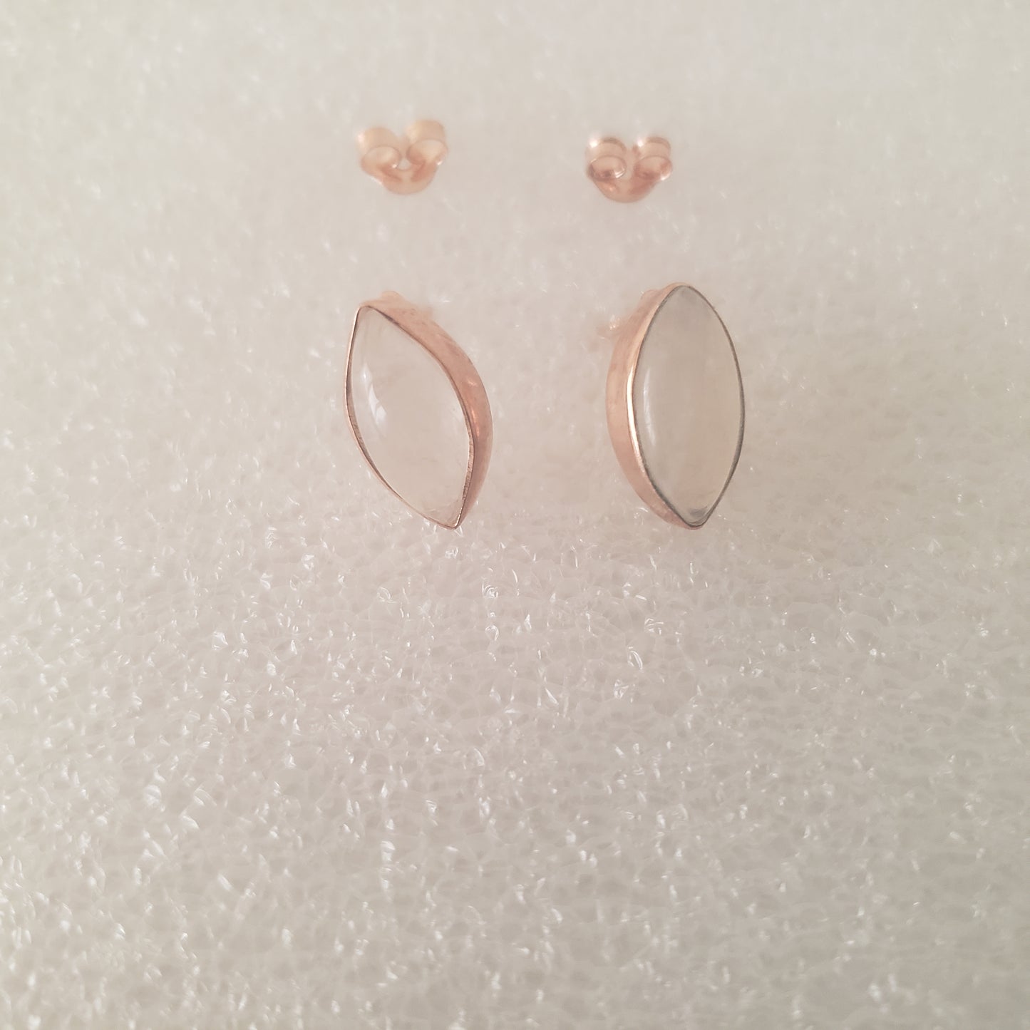 Earrings, Post, Rainbow Moonstone Rose Gold