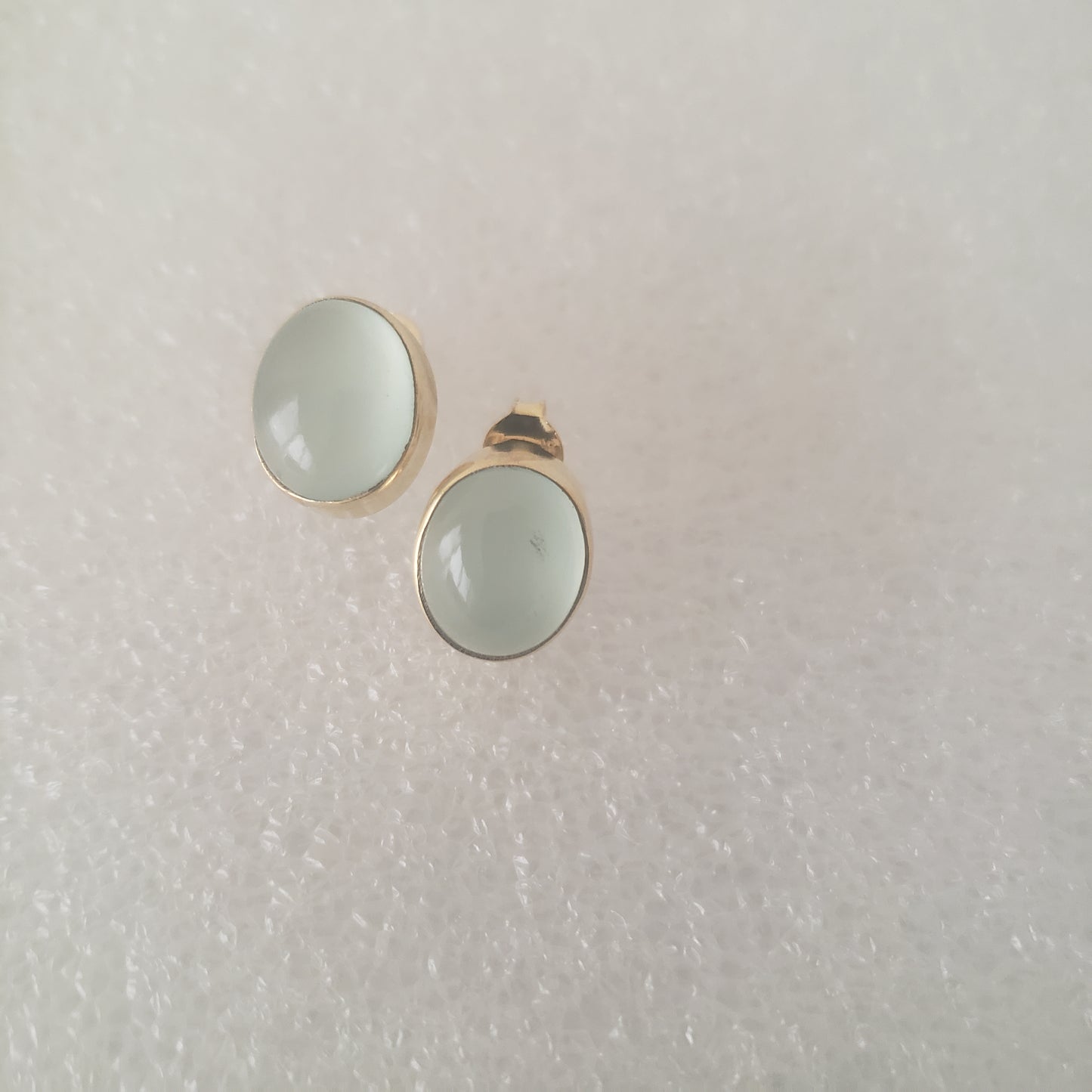 Earrings, Post, Aqua Chalcedony, Gold Filled