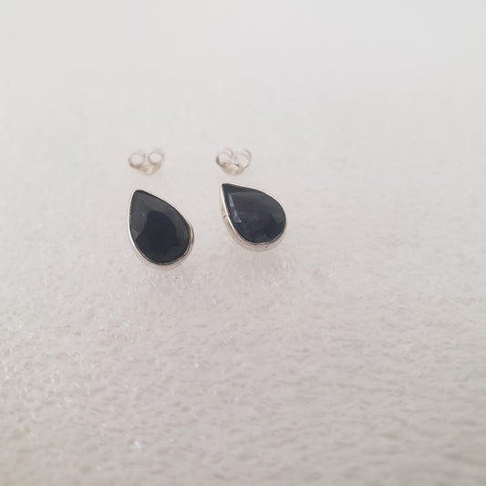 Earrings, Post, Iolite Teardrop, Sterling Silver