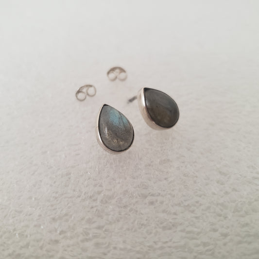 Earrings, Post, Labrodite Teardrop, Sterling Silver