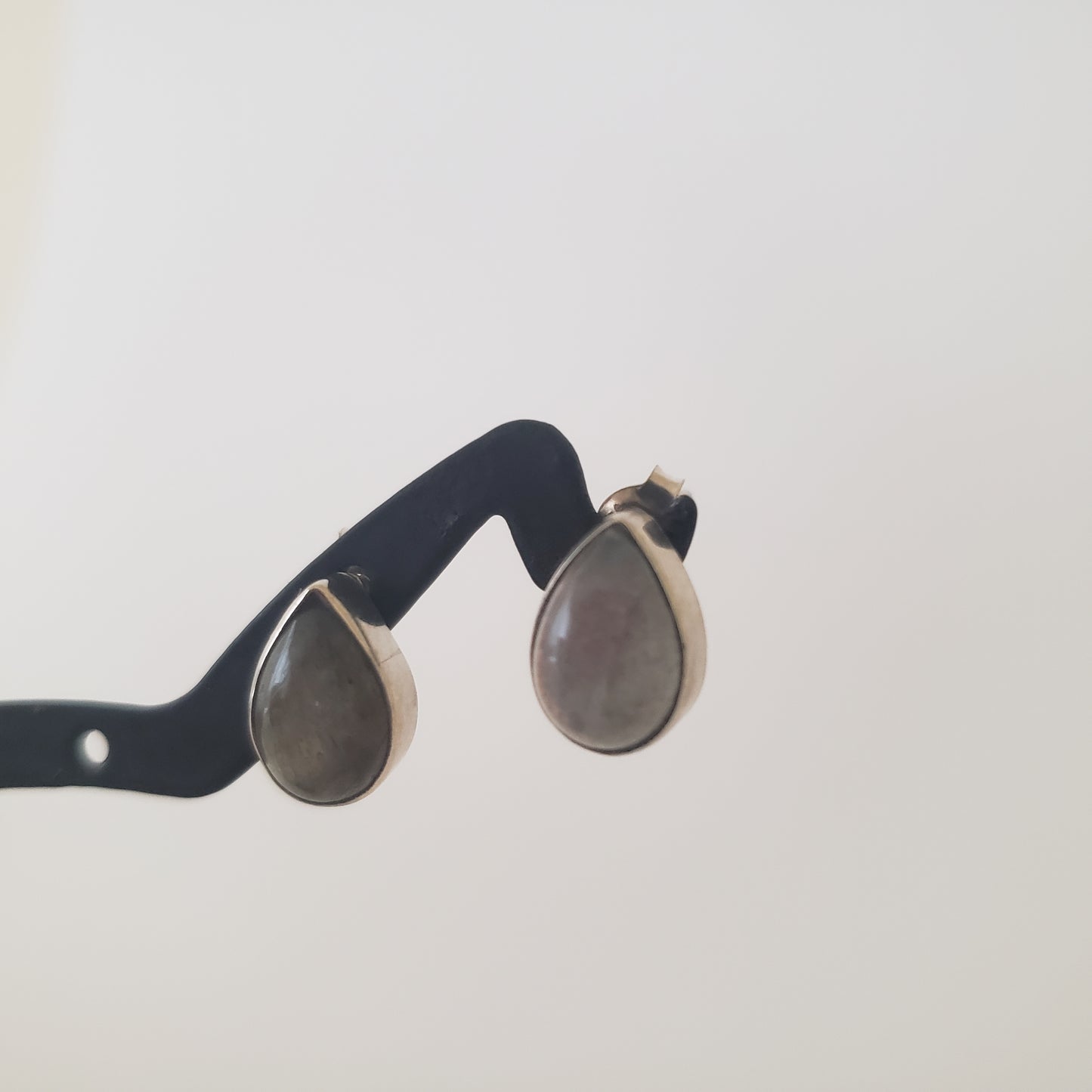 Earrings, Post, Labrodite Teardrop, Sterling Silver