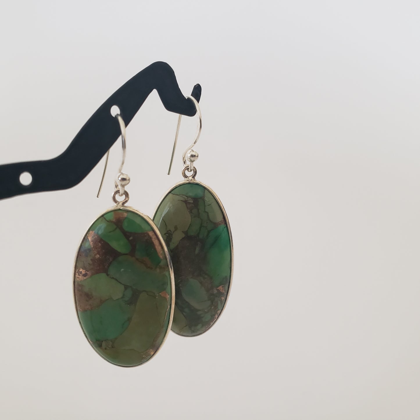 E Earrings, Turquoise Picasso, Sterling Silver