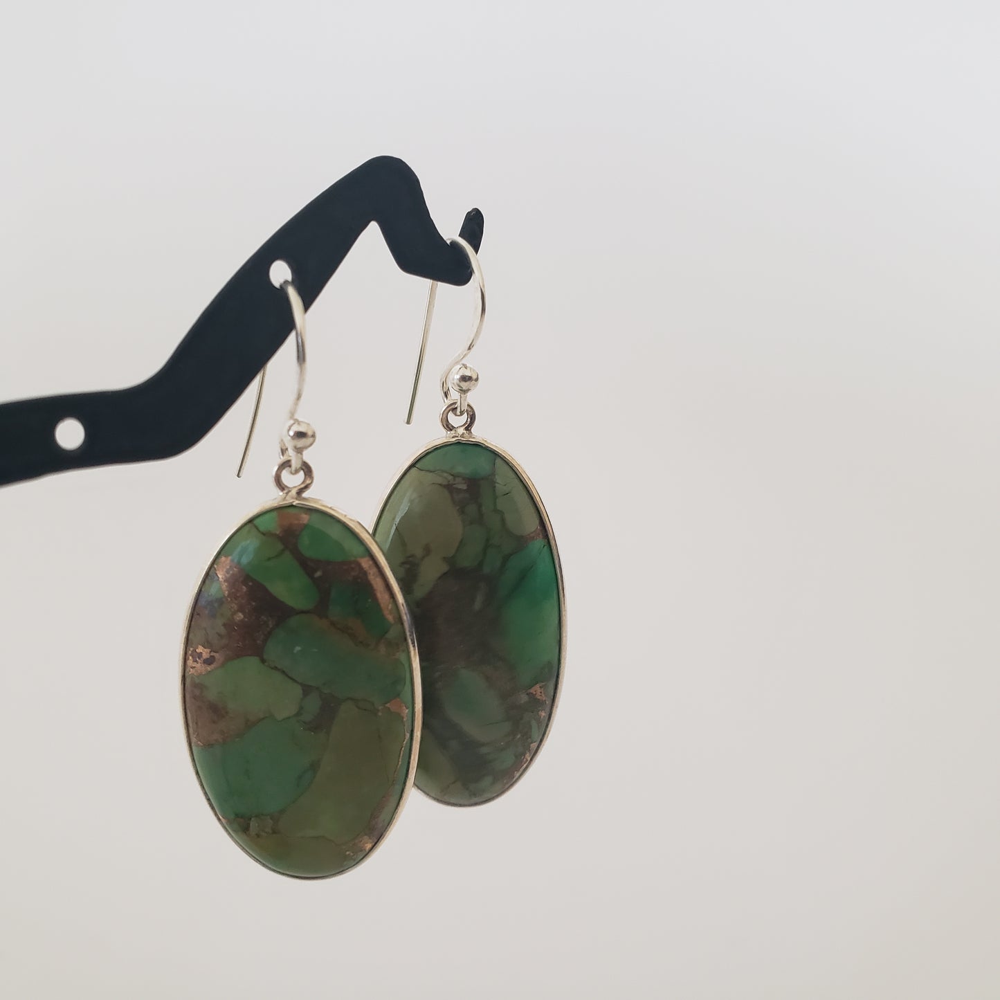 E Earrings, Turquoise Picasso, Sterling Silver