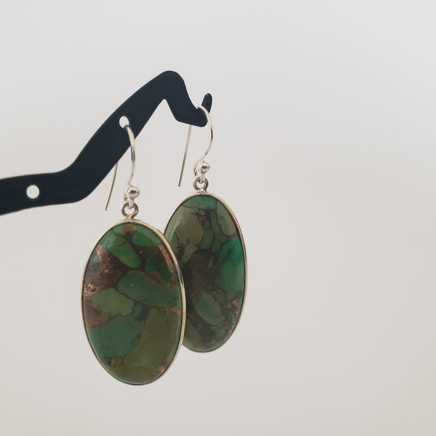E Earrings, Turquoise Picasso, Sterling Silver