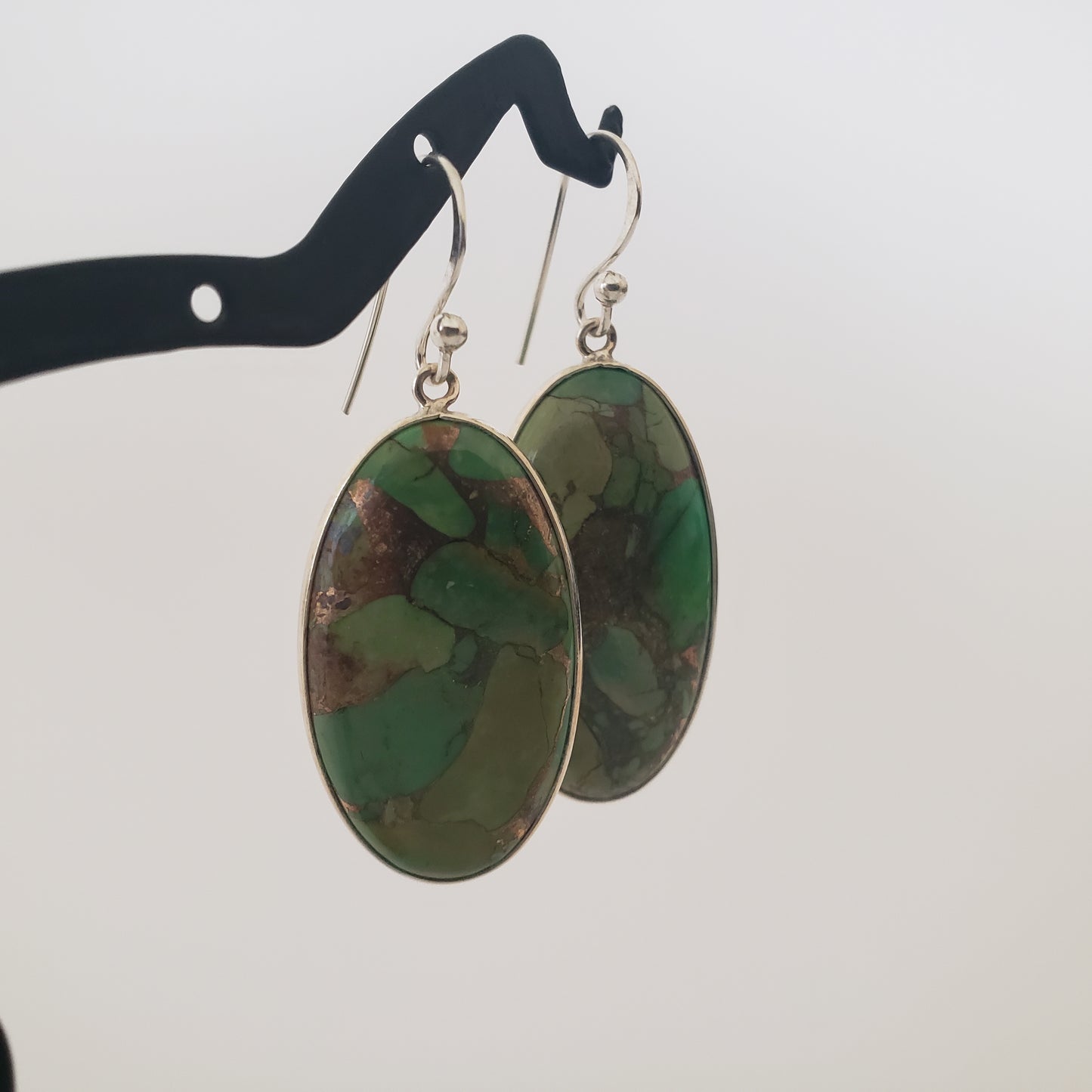 E Earrings, Turquoise Picasso, Sterling Silver