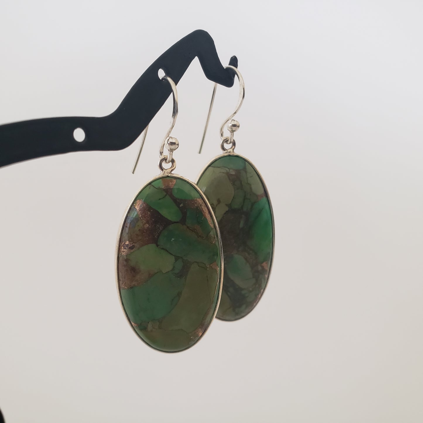 E Earrings, Turquoise Picasso, Sterling Silver