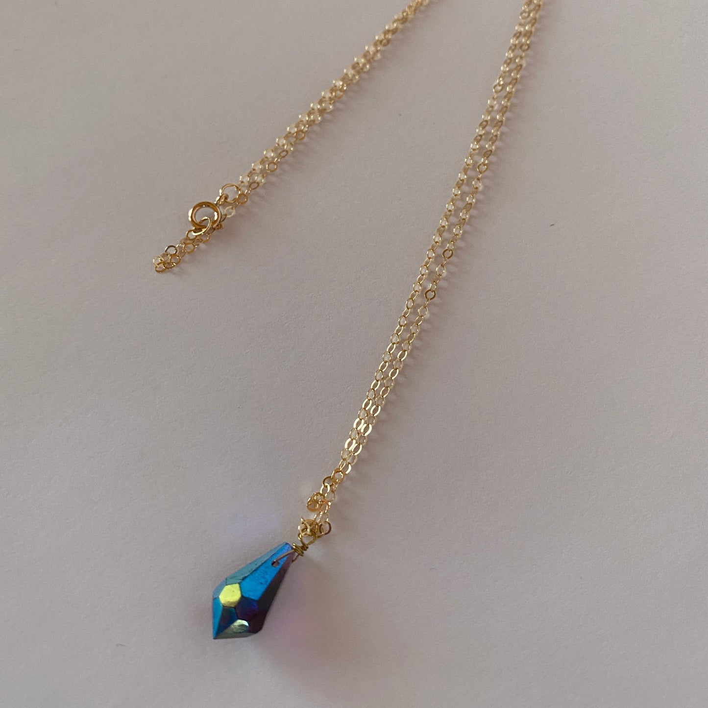 DN Dainty Chain Purple Iridescent Teardrop