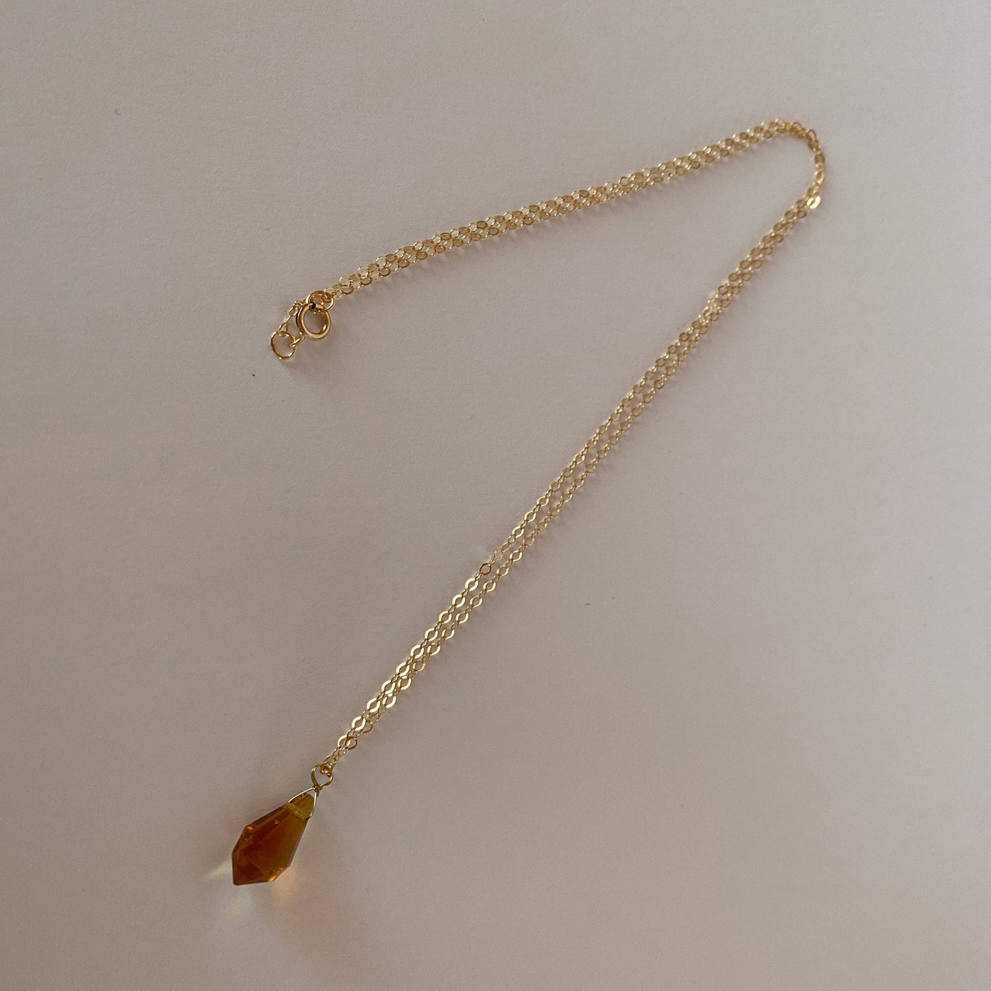 DN Dainty Chain Amber Iridescent Teardrop