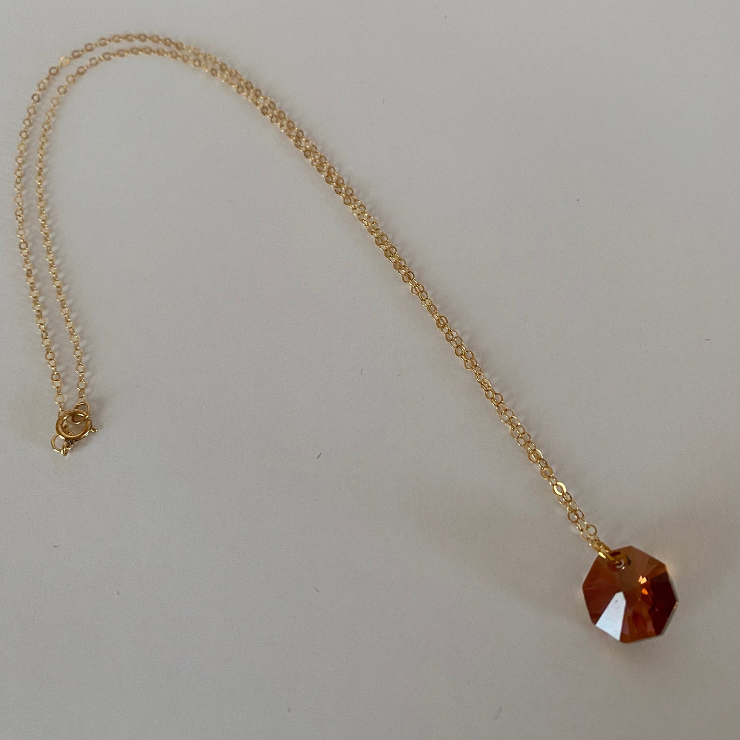 DN Dainty Chain Peach Swarovski Octagon Pendant