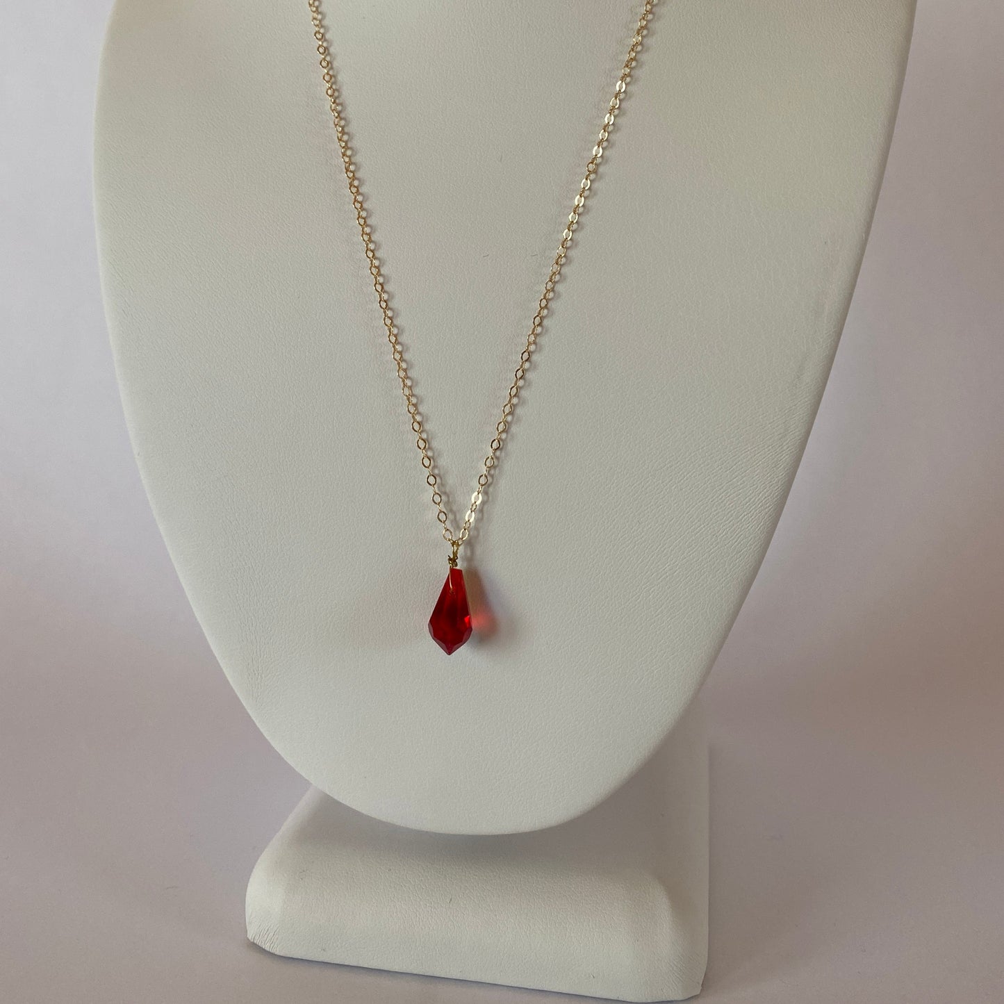 DN Dainty Chain Red Iridescent Swarovski Crystal Teardrop