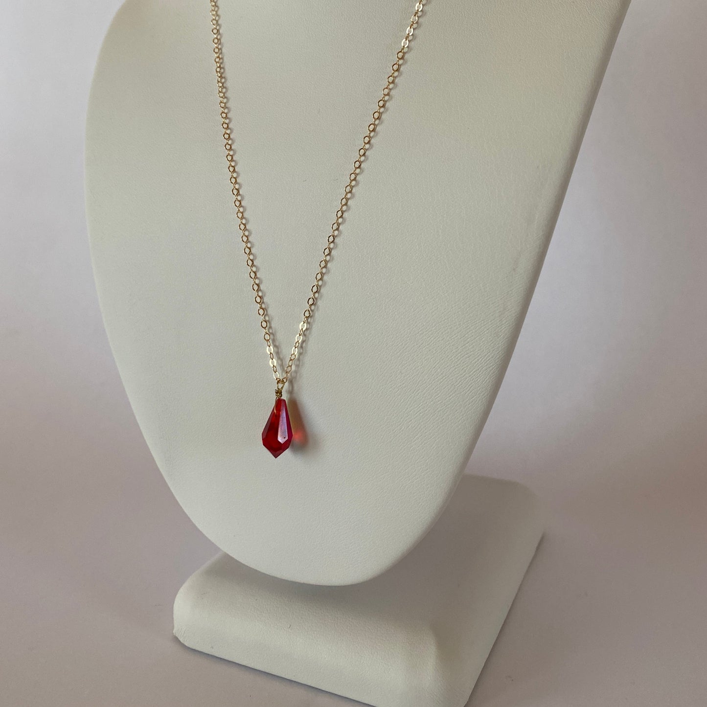 DN Dainty Chain Red Iridescent Swarovski Crystal Teardrop