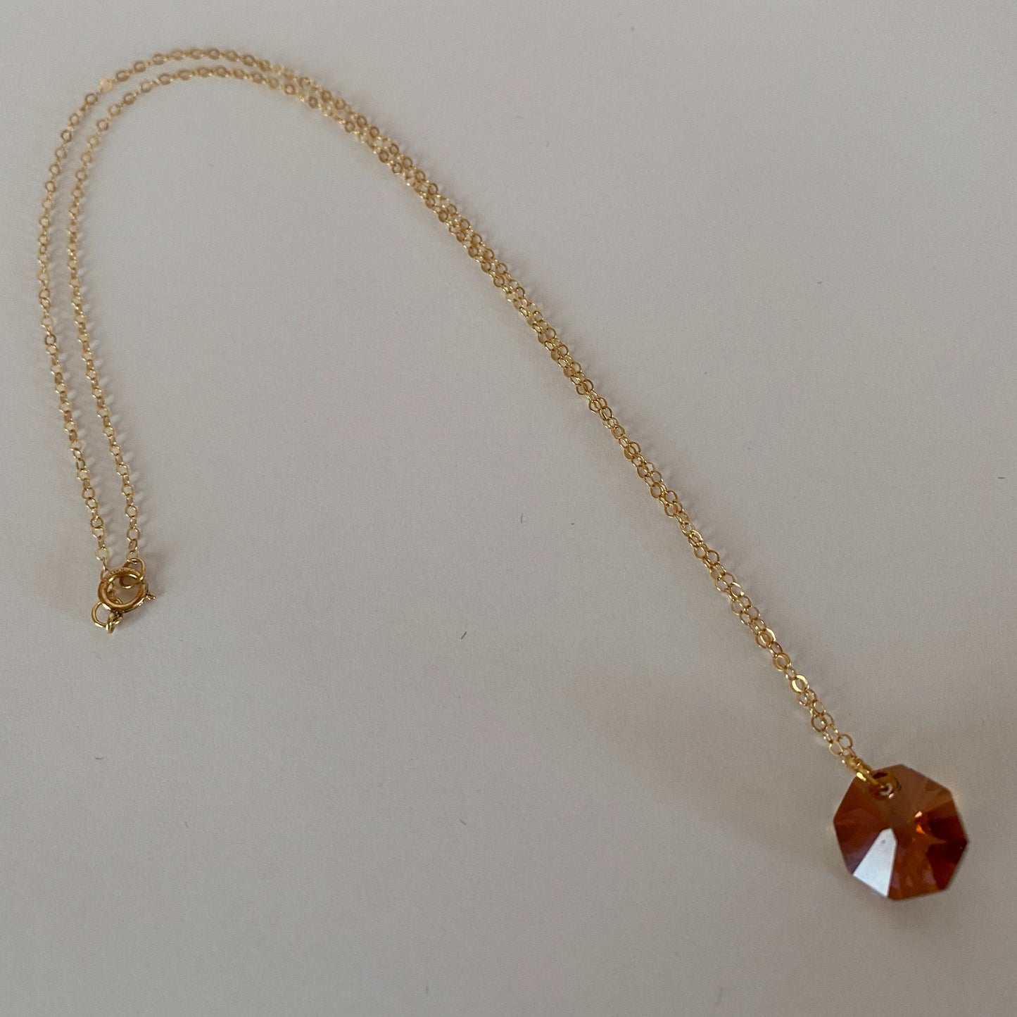 DN Dainty Chain Peach Swarovski Octagon Pendant