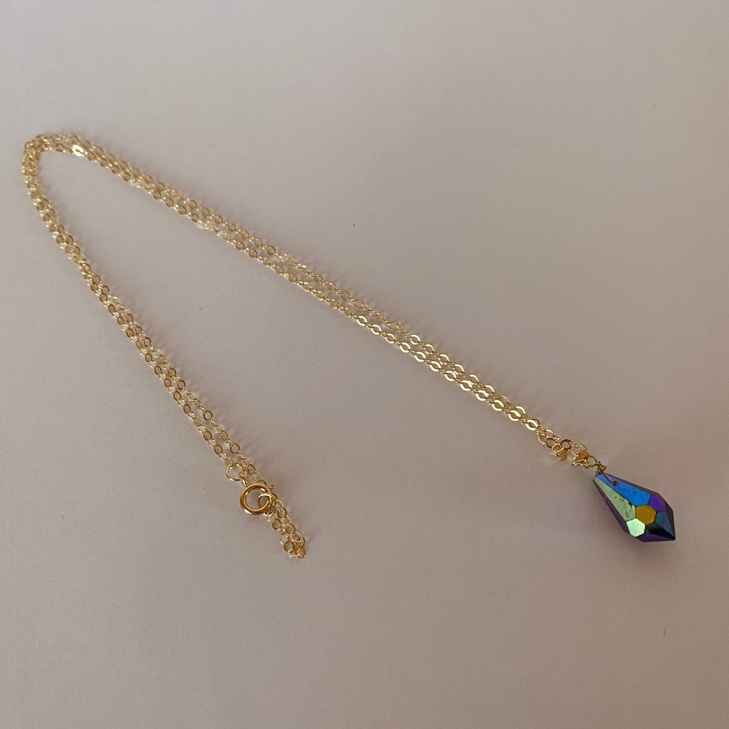 DN Dainty Chain Purple Iridescent Teardrop