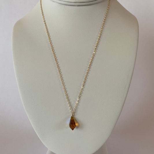 DN Dainty Chain Amber Iridescent Teardrop