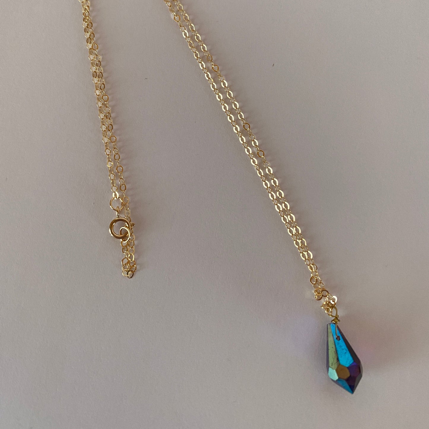 DN Dainty Chain Purple Iridescent Teardrop
