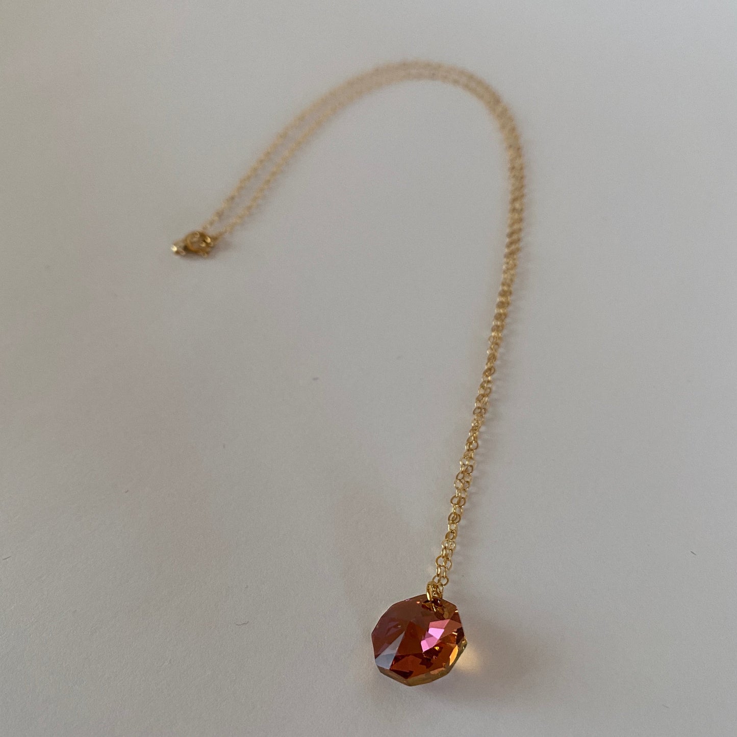 DN Dainty Chain Peach Swarovski Octagon Pendant