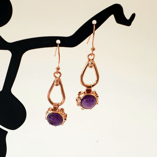 Amethyst earwire  Rose gold