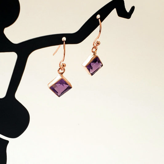 Amethyst earwire  Rose gold