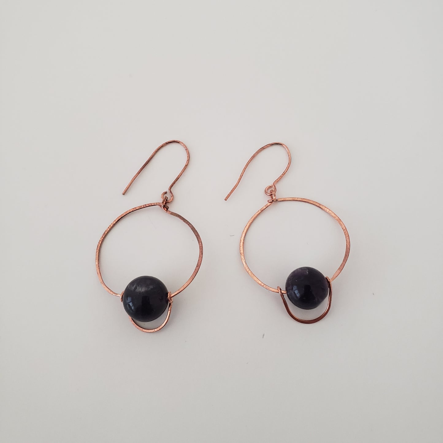 Earrings Black Onyx in Circles, Rose Gold