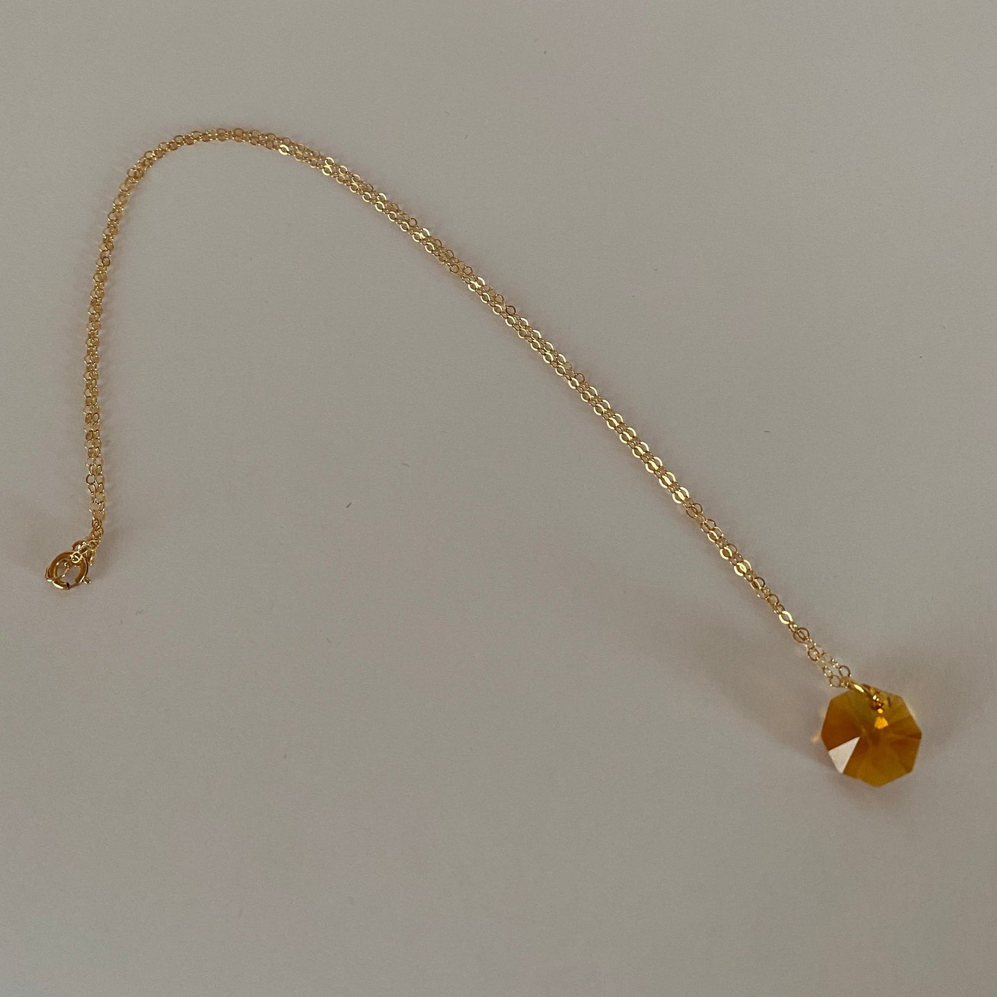 DN Dainty Chain  Peach Swarovski Octagon Pendant