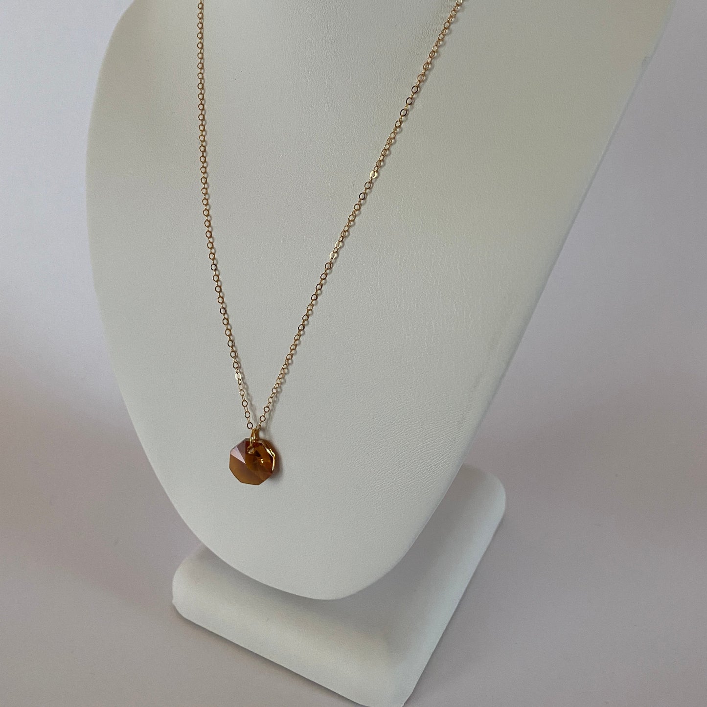 DN Dainty Chain  Peach Swarovski Octagon Pendant