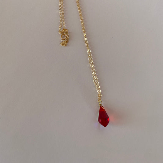 DN Dainty Chain Red Iridescent Swarovski Crystal Teardrop